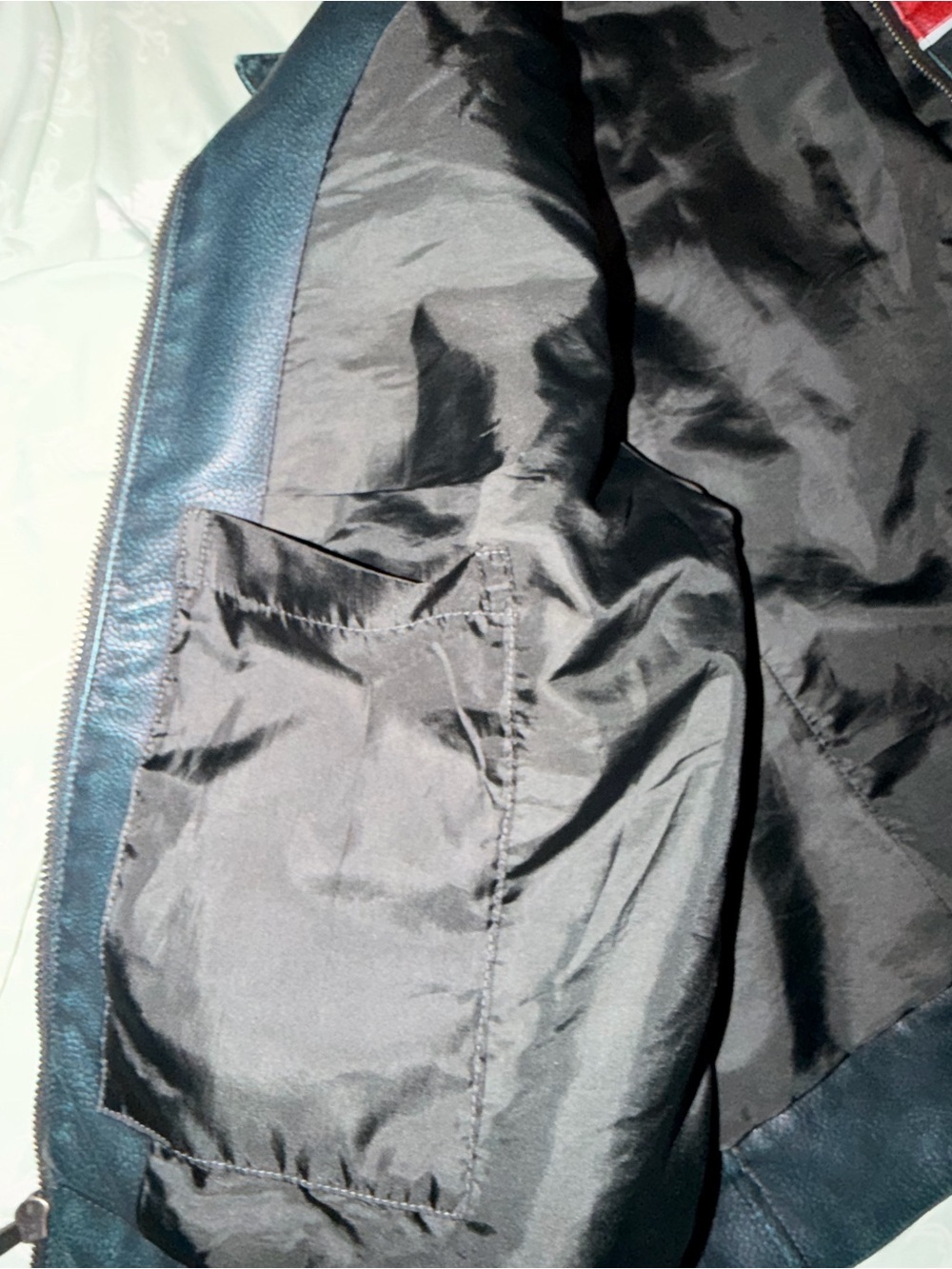Wild Fable Black Bomber Jacket with Red & White Racing Stripes - Picture 4 of 6